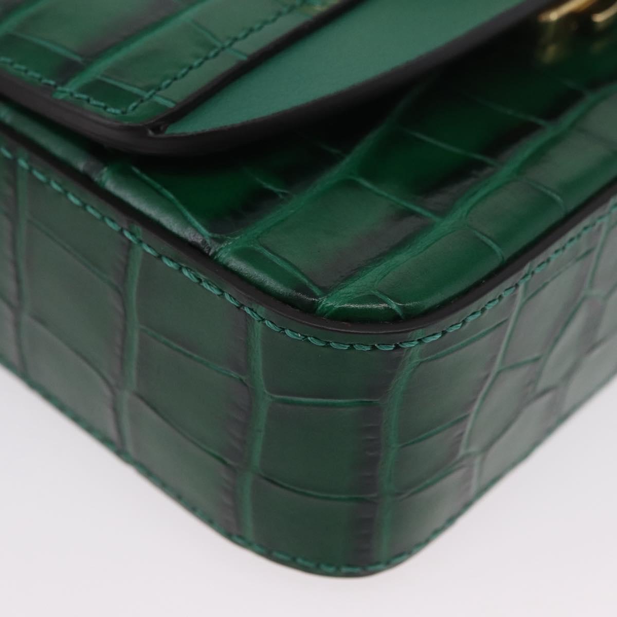 Chloe C Hand Bag Embossed Leather 2way Green Gold Auth am11062V