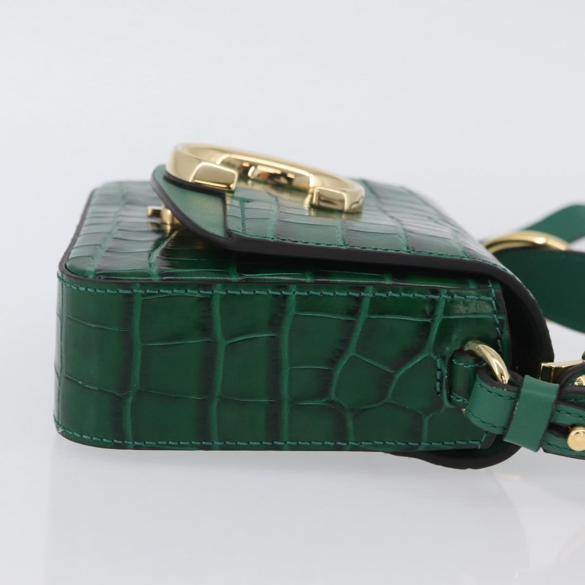 Chloe C Hand Bag Embossed Leather 2way Green Gold Auth am11062V