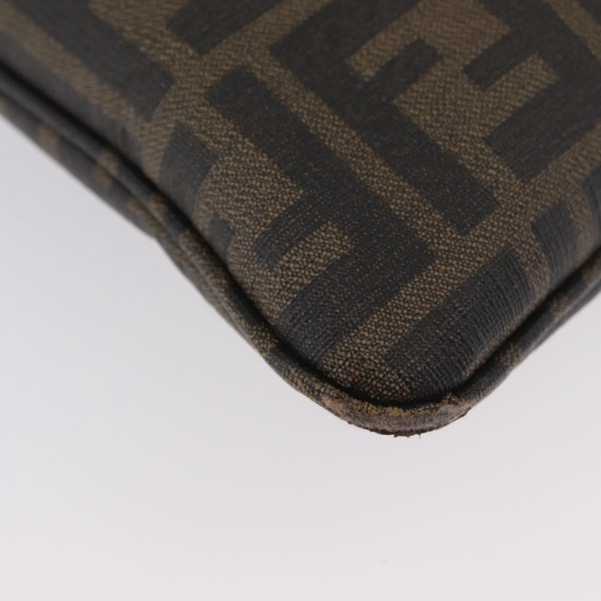 FENDI Zucca Canvas Shoulder Bag PVC Brown Black Auth am11068A