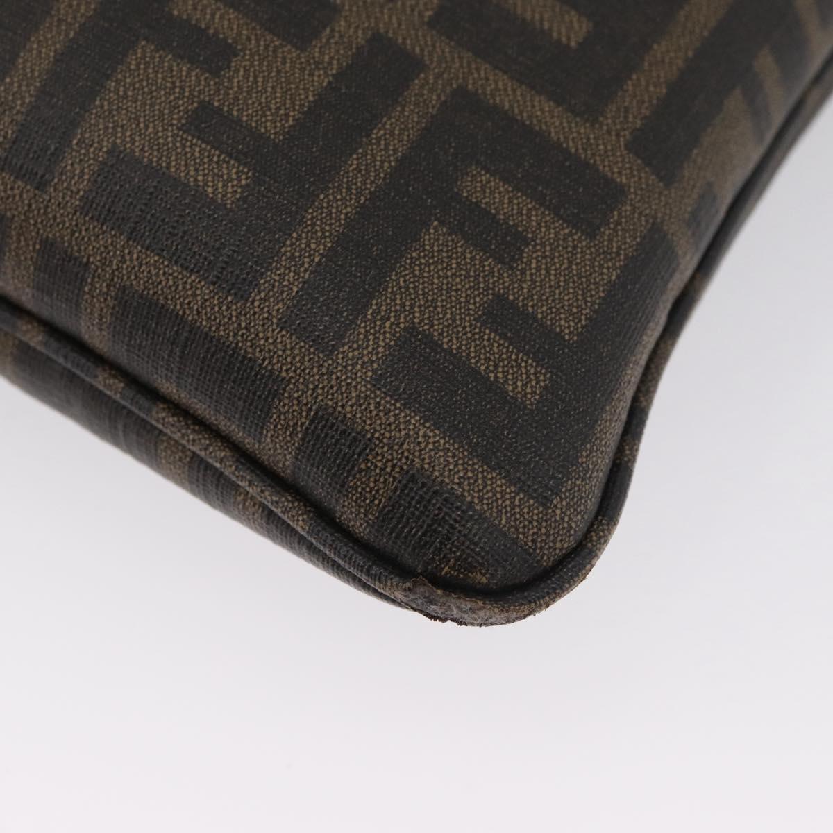 FENDI Zucca Canvas Shoulder Bag PVC Brown Black Auth am11068A