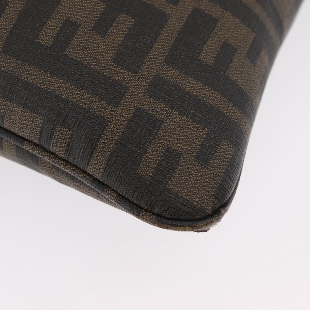 FENDI Zucca Canvas Shoulder Bag PVC Brown Black Auth am11068A
