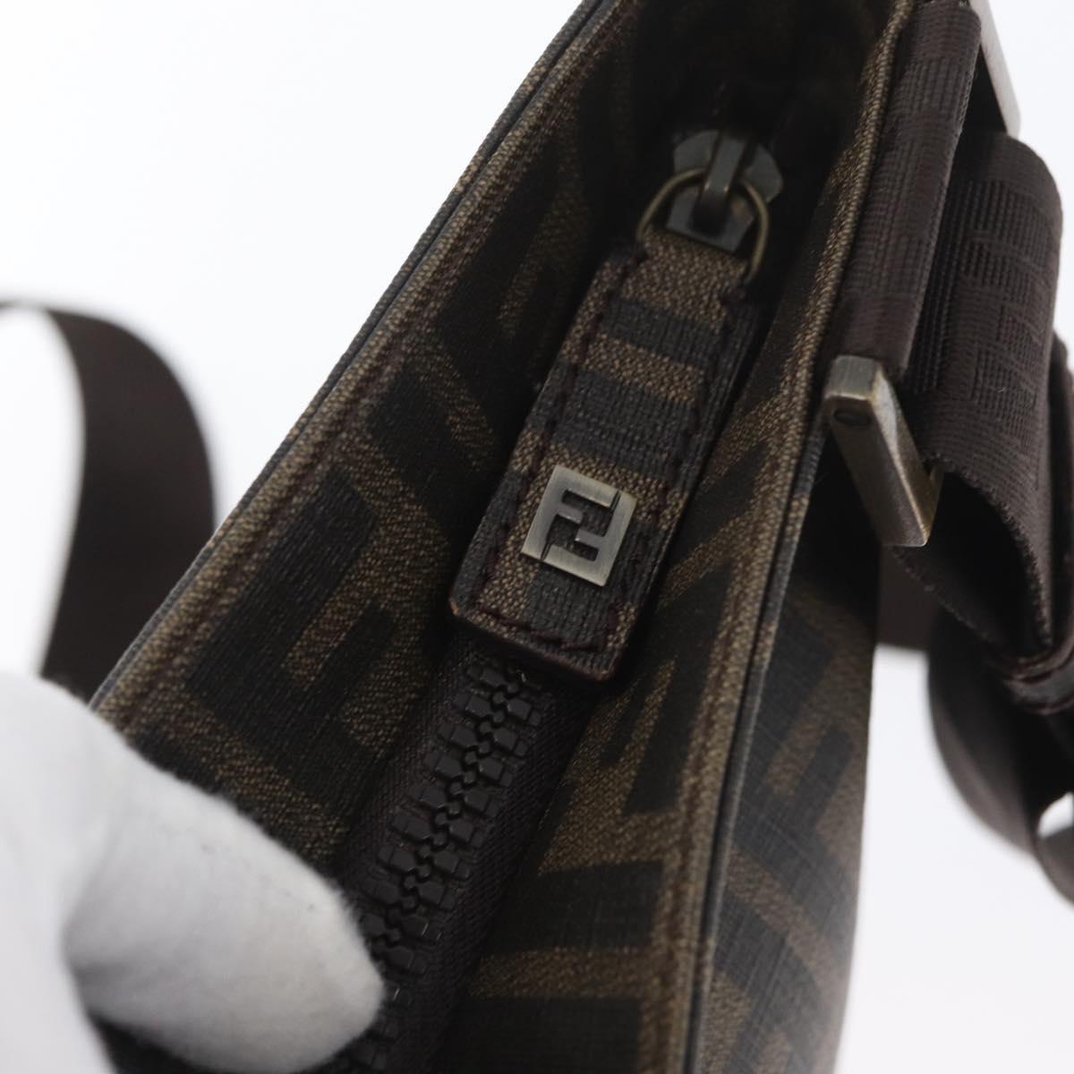 FENDI Zucca Canvas Shoulder Bag PVC Brown Black Auth am11068A