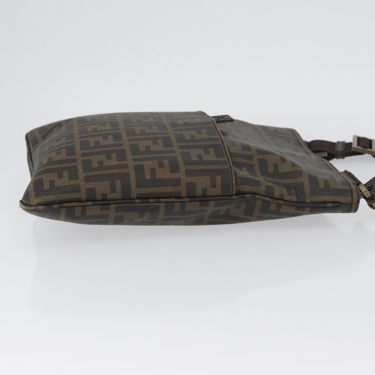 FENDI Zucca Canvas Shoulder Bag PVC Brown Black Auth am11068A