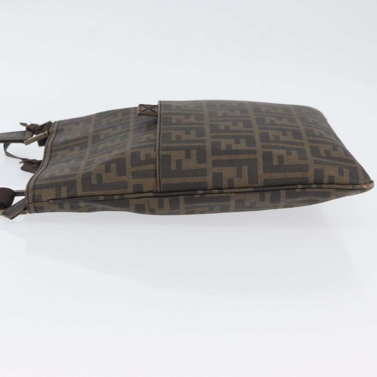 FENDI Zucca Canvas Shoulder Bag PVC Brown Black Auth am11068A