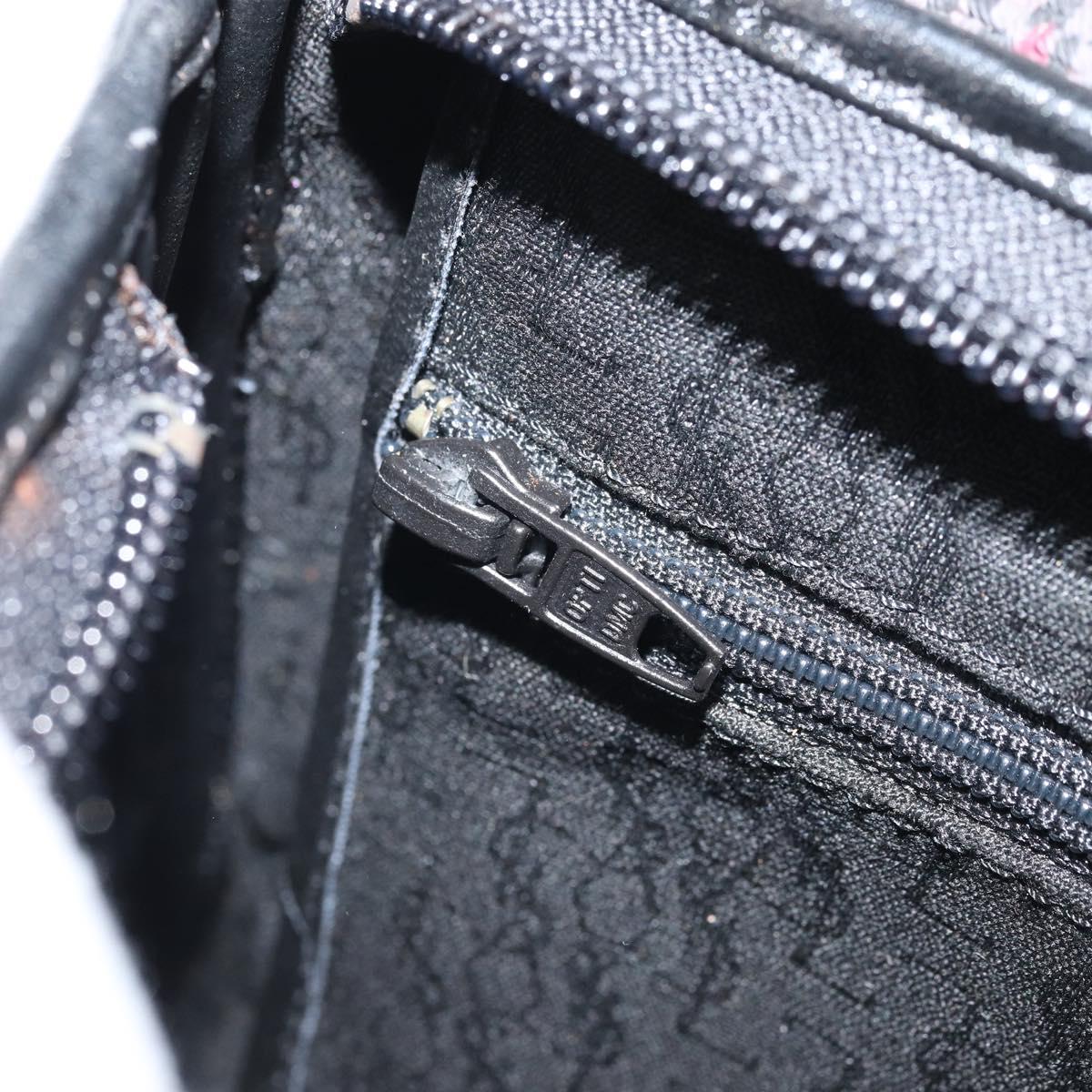 SAINT LAURENT Clutch Bag Leather Canvas Black Gold Auth am11073A