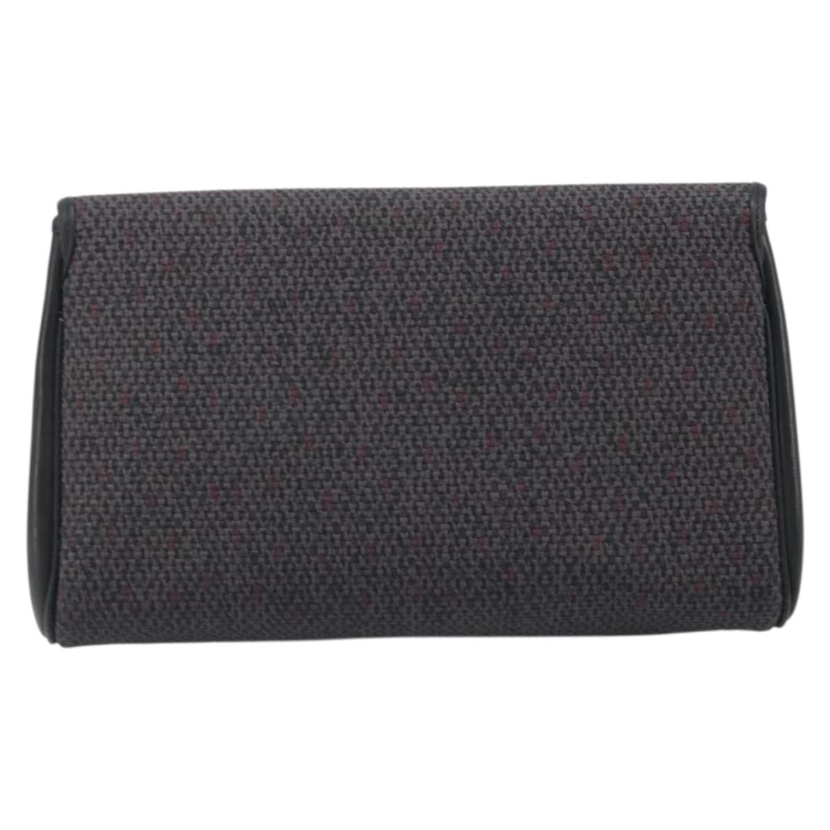 SAINT LAURENT Clutch Bag Leather Canvas Black Gold Auth am11073A