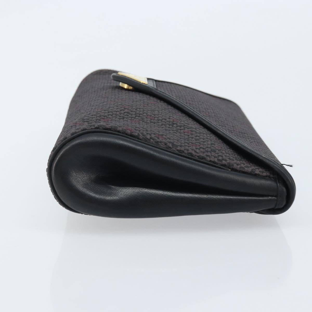 SAINT LAURENT Clutch Bag Leather Canvas Black Gold Auth am11073A