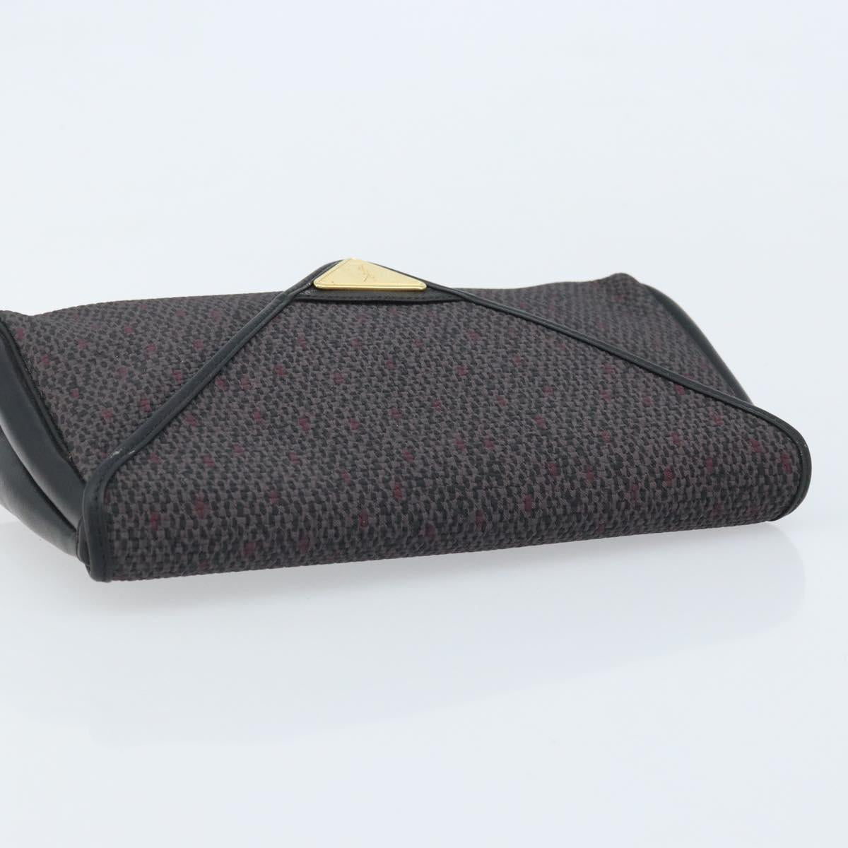 SAINT LAURENT Clutch Bag Leather Canvas Black Gold Auth am11073A