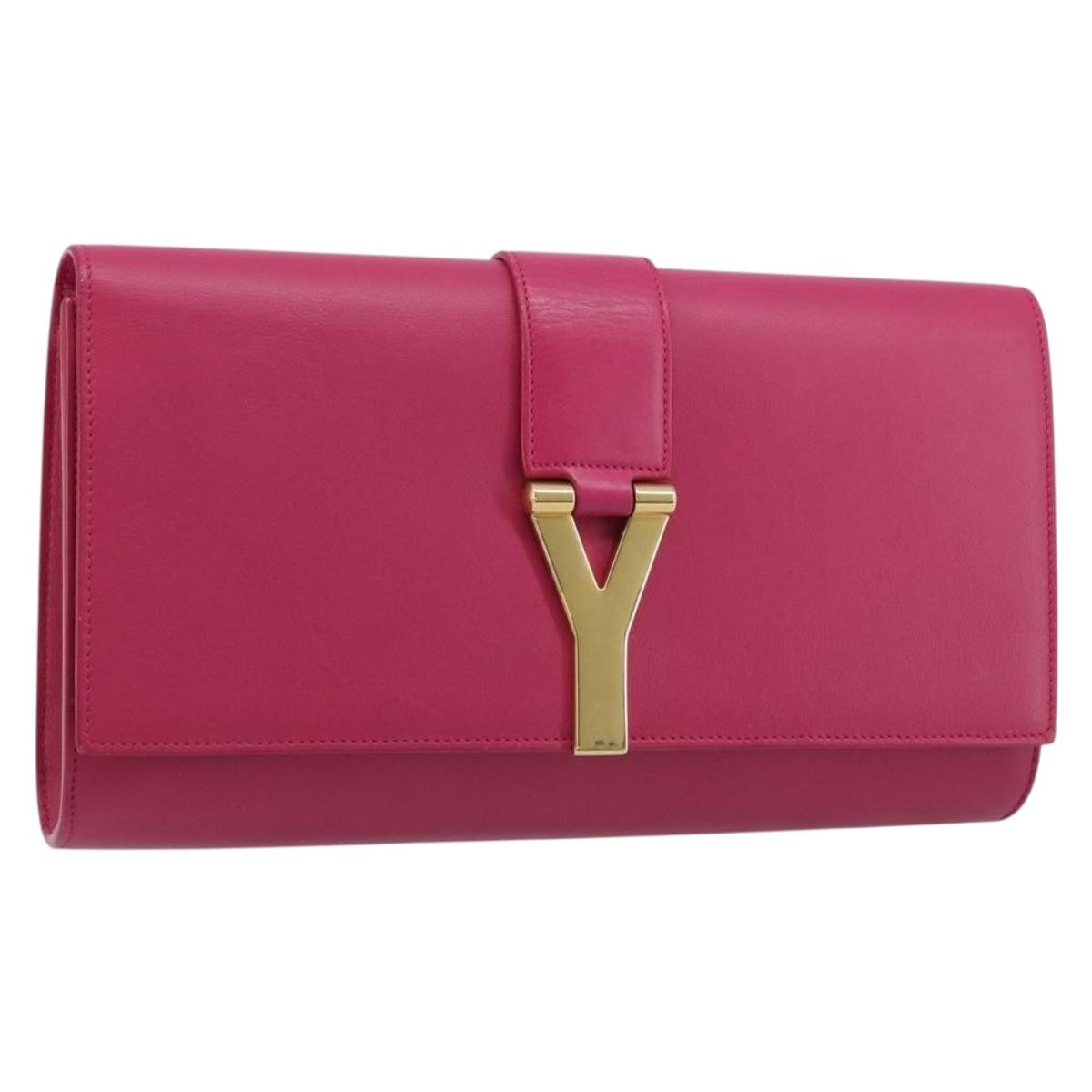 SAINT LAURENT Kabas Clutch Bag Leather Pink Gold 311213 Auth am11074A