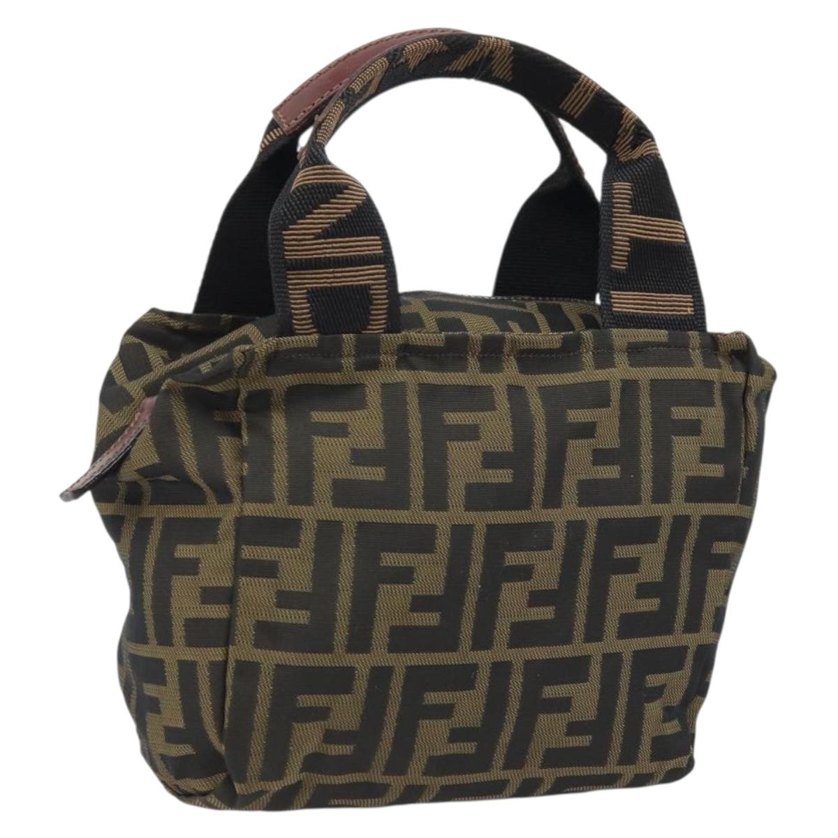 FENDI Zucca Canvas Mini Hand Bag Black Brown Auth am11075A