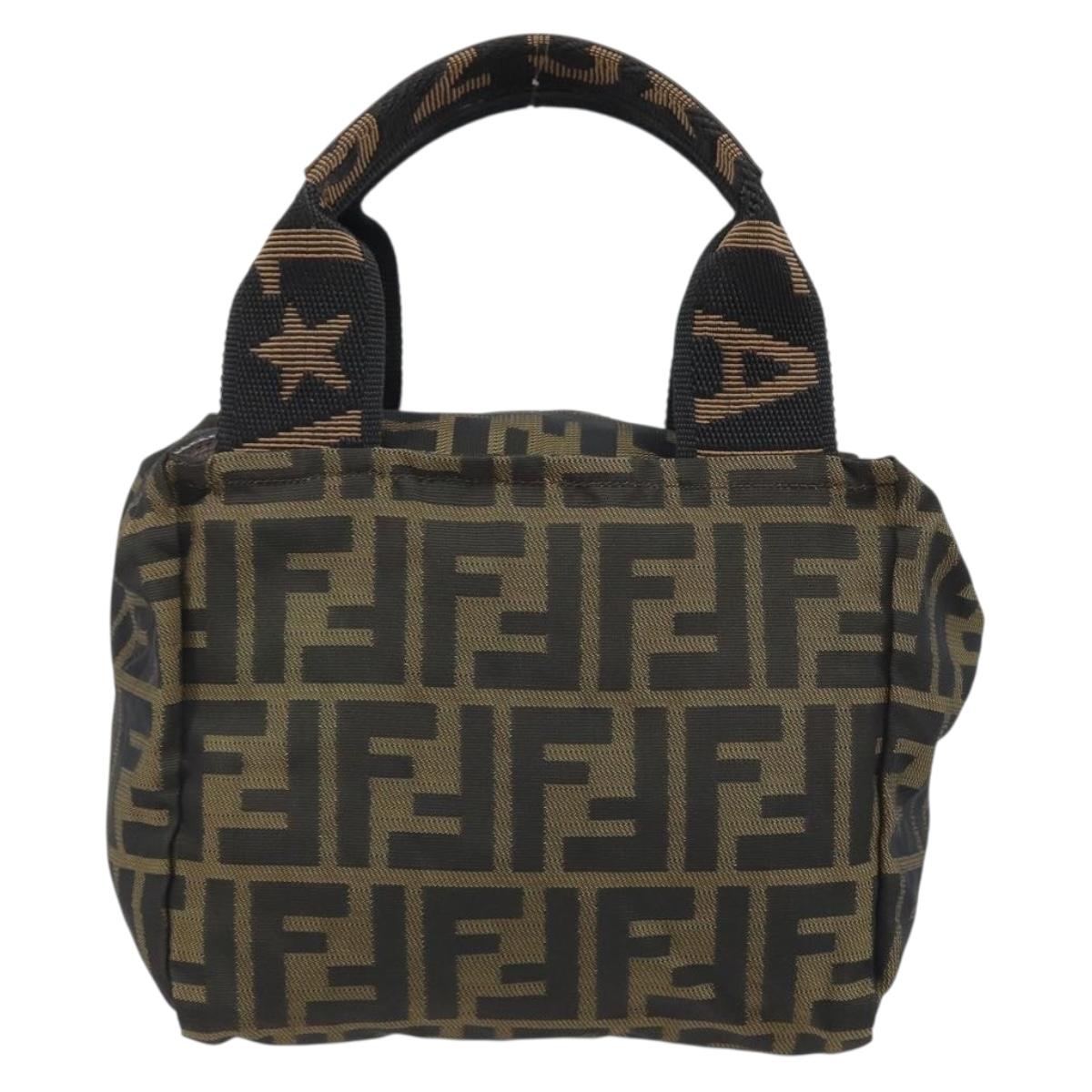 FENDI Zucca Canvas Mini Hand Bag Black Brown Auth am11075A