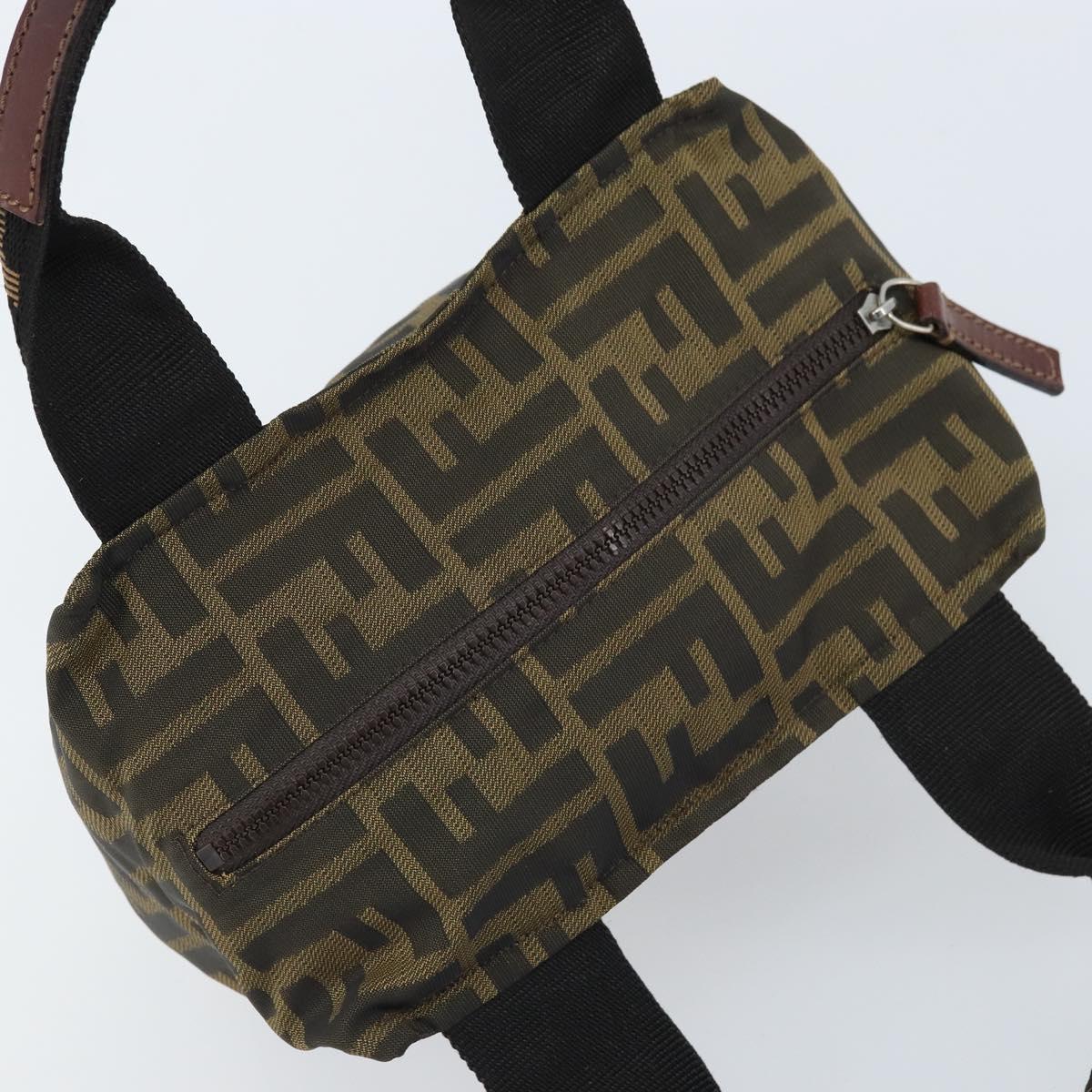 FENDI Zucca Canvas Mini Hand Bag Black Brown Auth am11075A