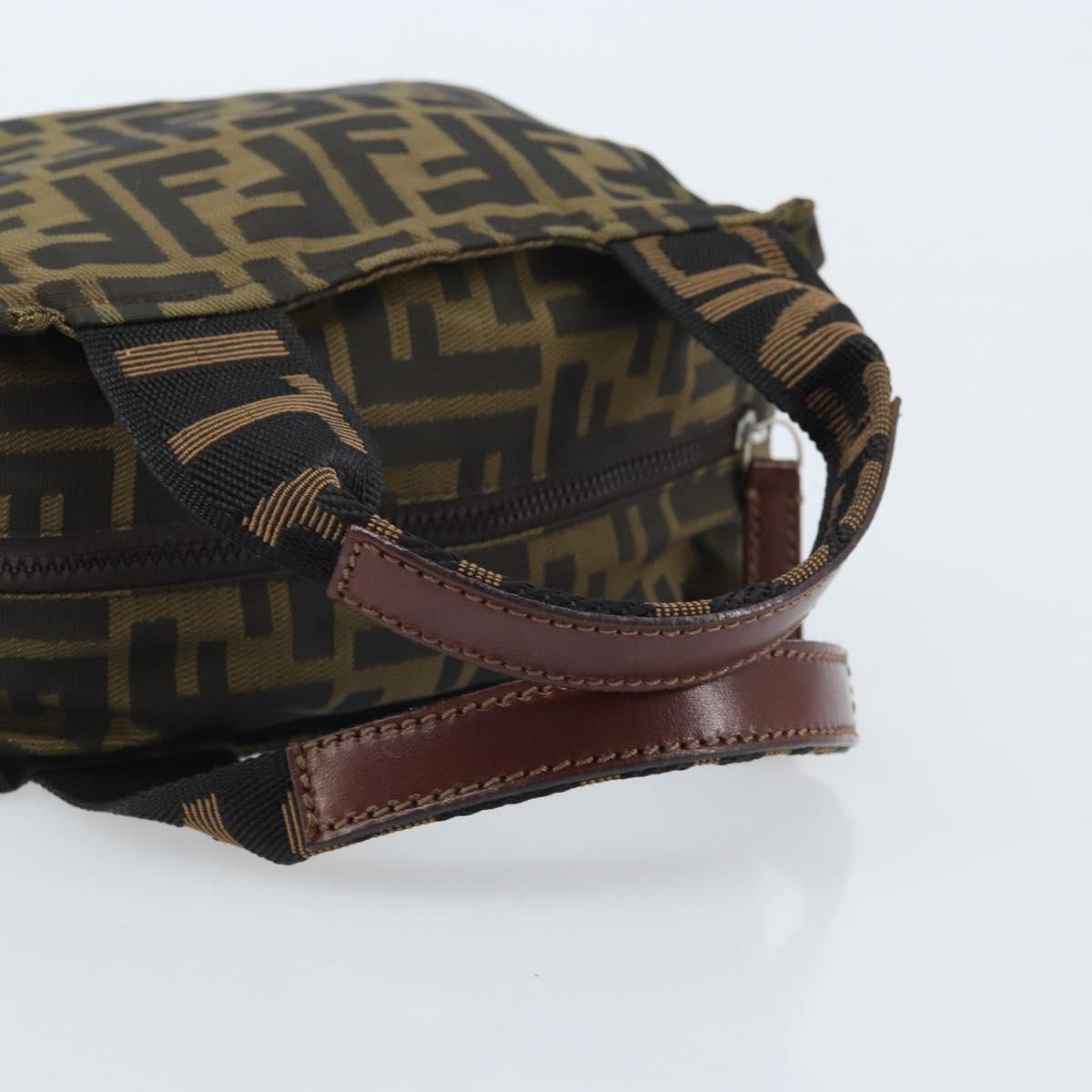 FENDI Zucca Canvas Mini Hand Bag Black Brown Auth am11075A