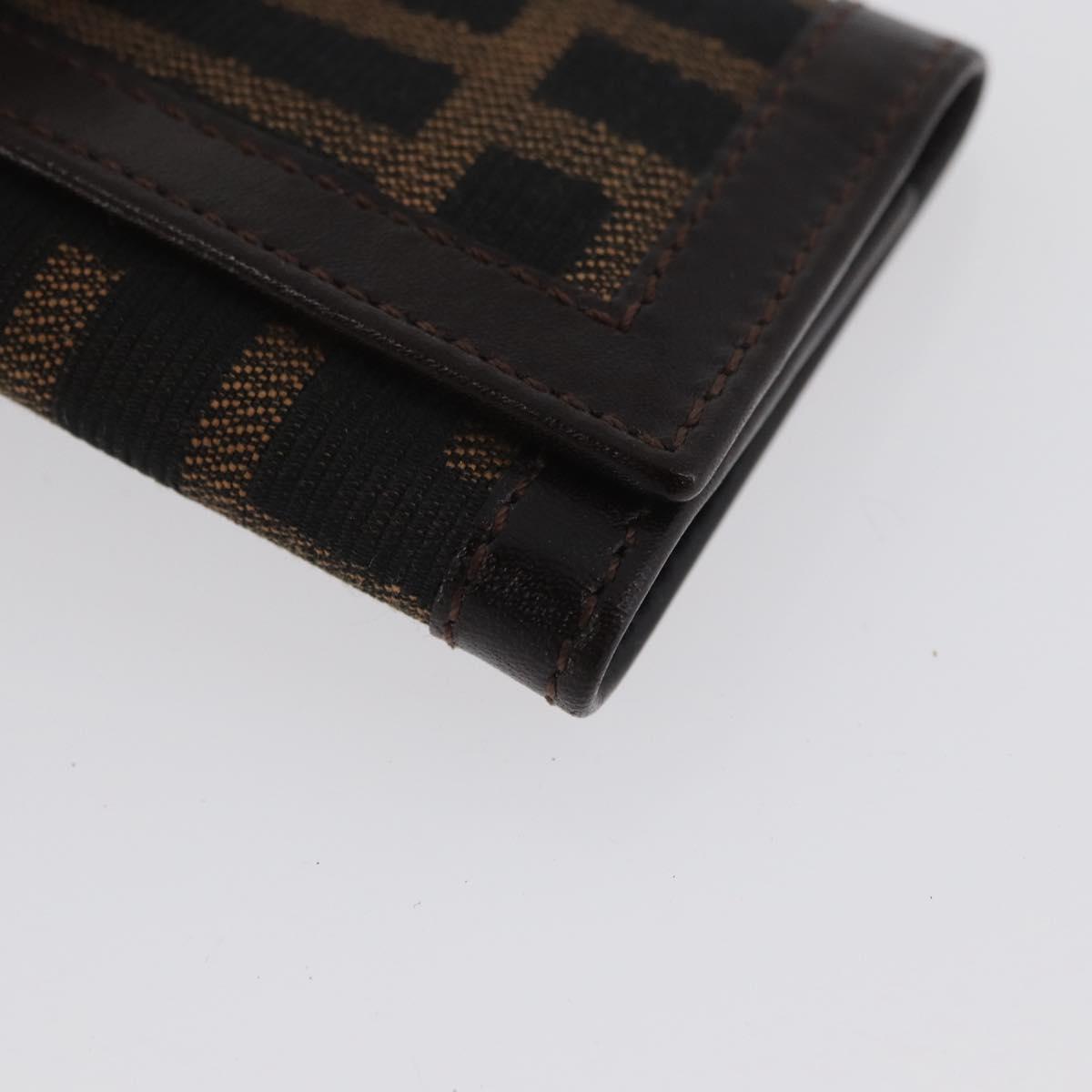 FENDI Zucca Canvas Key Case Black Brown Auth am11078A