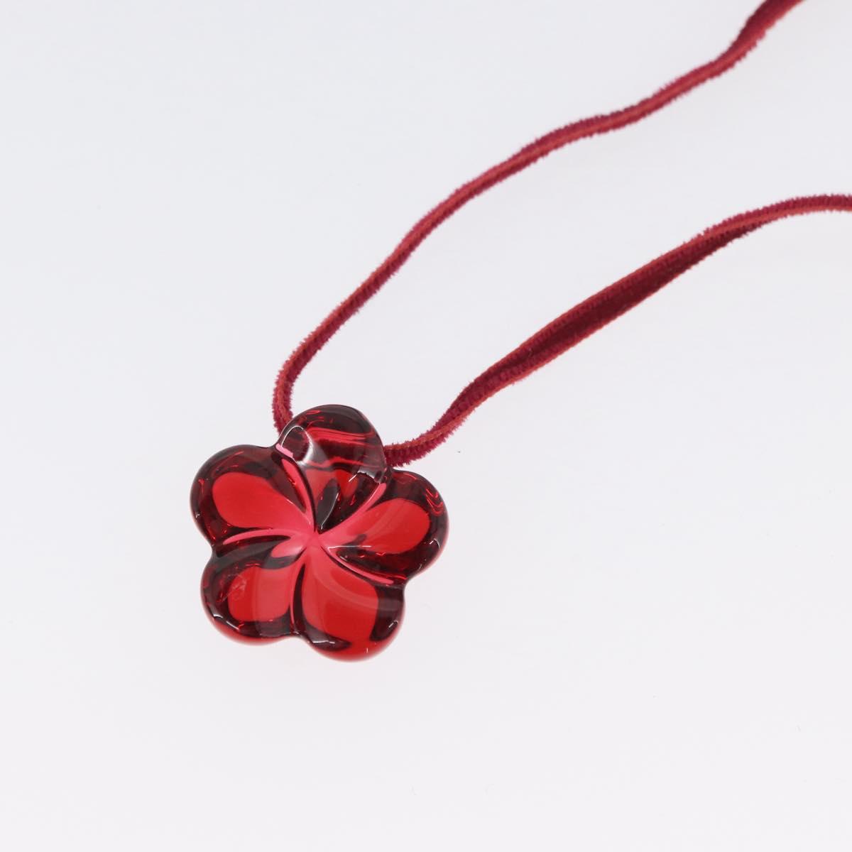 Baccarat Flower Necklace Glass Red Auth am11079
