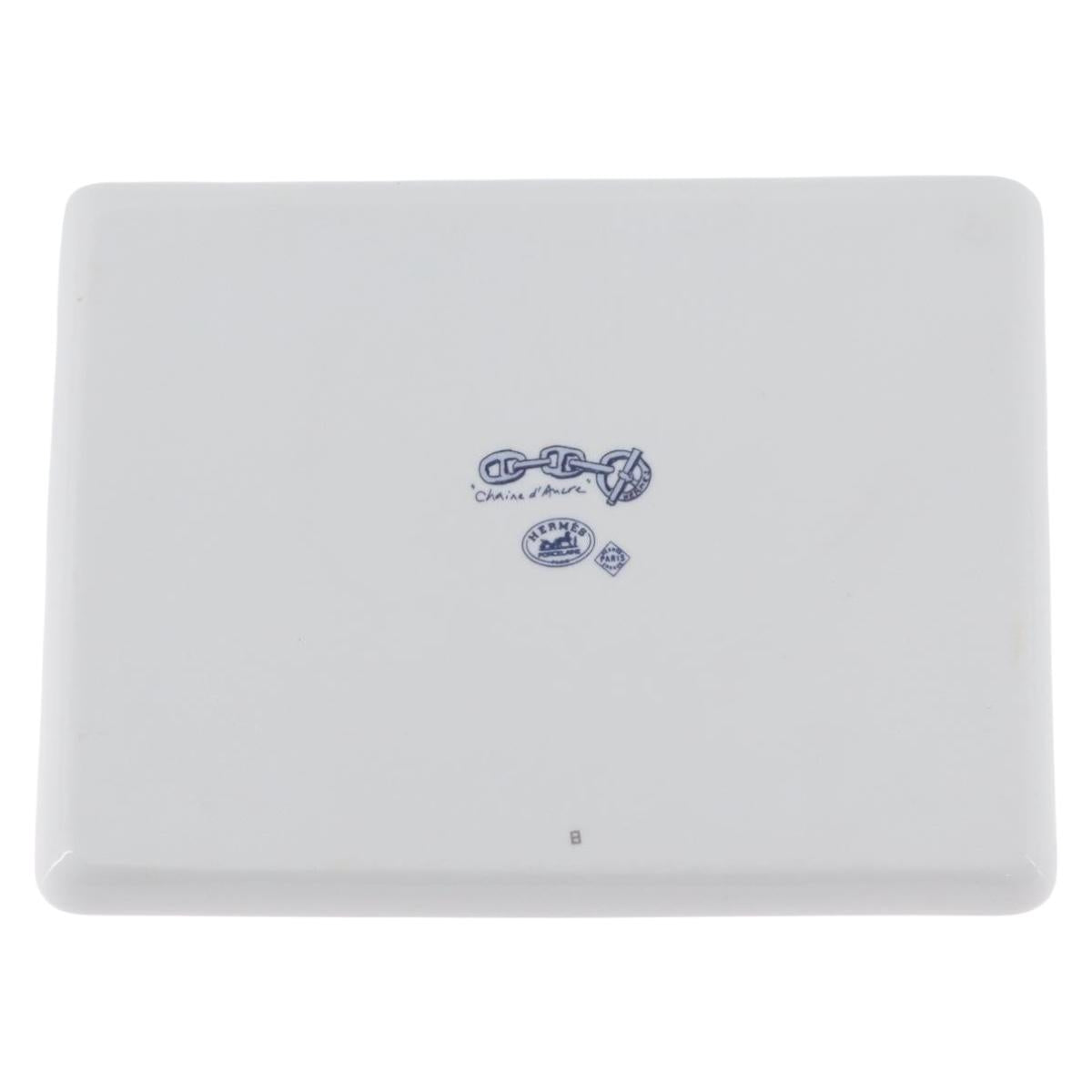 HERMES Shane Dunkle plate Pottery White Navy Auth am11081A