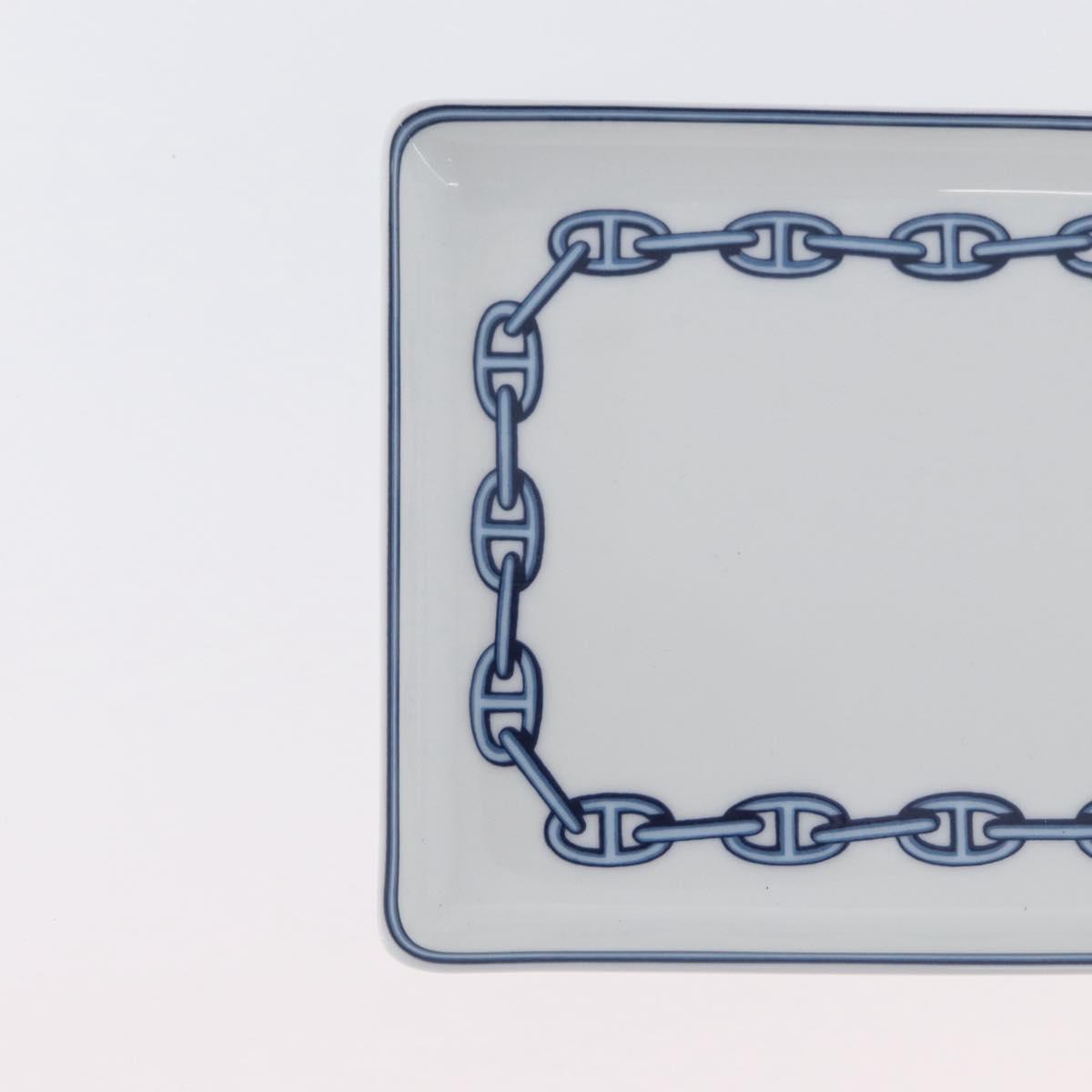 HERMES Shane Dunkle plate Pottery White Navy Auth am11081A