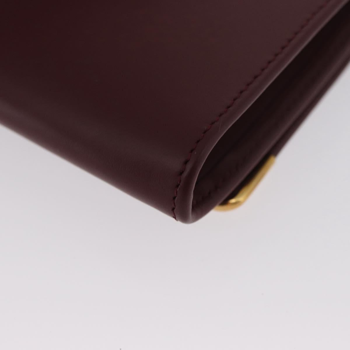 CARTIER Must Line Coin Purse Leather Bordeaux Gold Auth am11082A