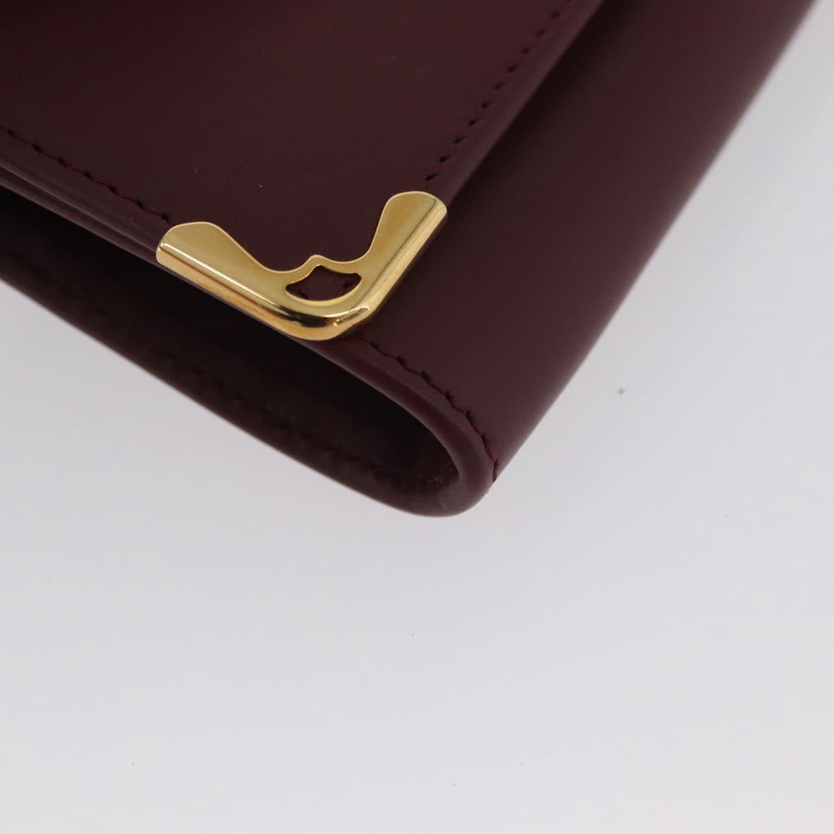 CARTIER Must Line Coin Purse Leather Bordeaux Gold Auth am11082A