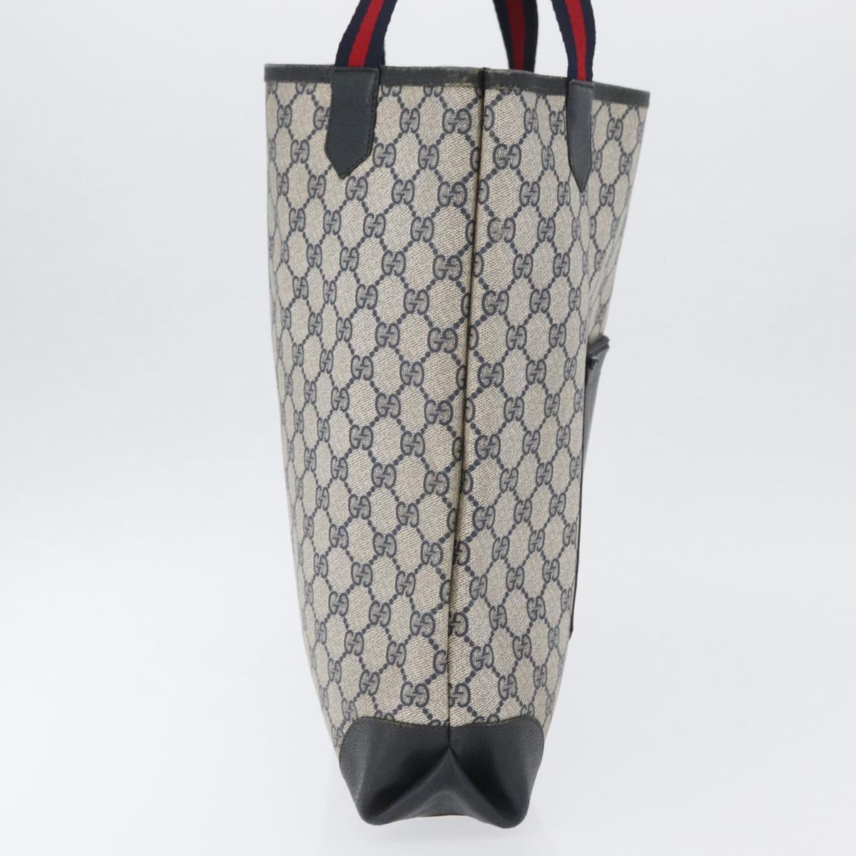 GUCCI GG Supreme Sherry Line Tote Bag PVC Navy Gold 002 904 0222 Auth am11088A