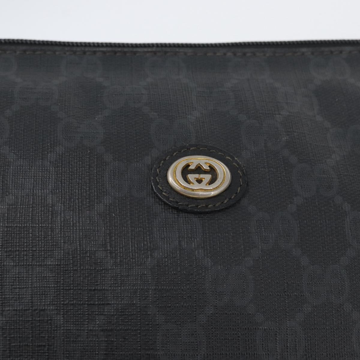 GUCCI GG Supreme Old Clutch Bag PVC Black Gold 97 01 029 Auth am11098
