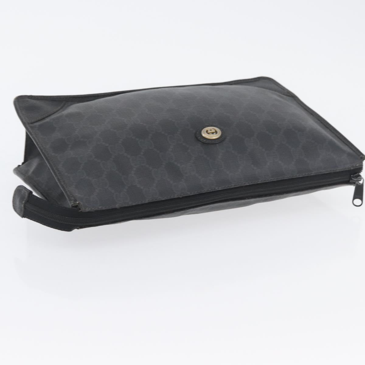 GUCCI GG Supreme Old Clutch Bag PVC Black Gold 97 01 029 Auth am11098