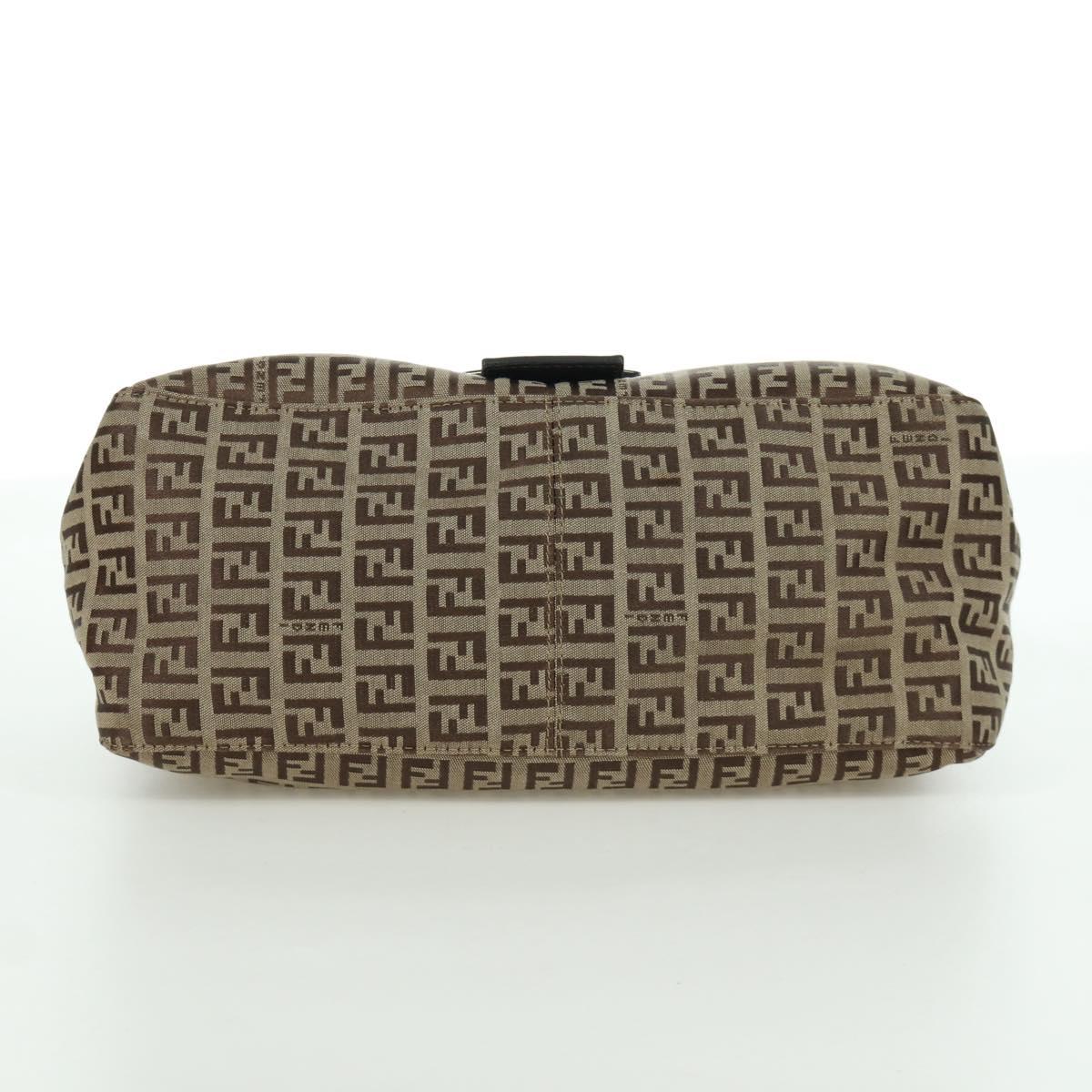 FENDI Zucchino Canvas Mamma bucket Hand Bag Beige Silver Auth am11099V