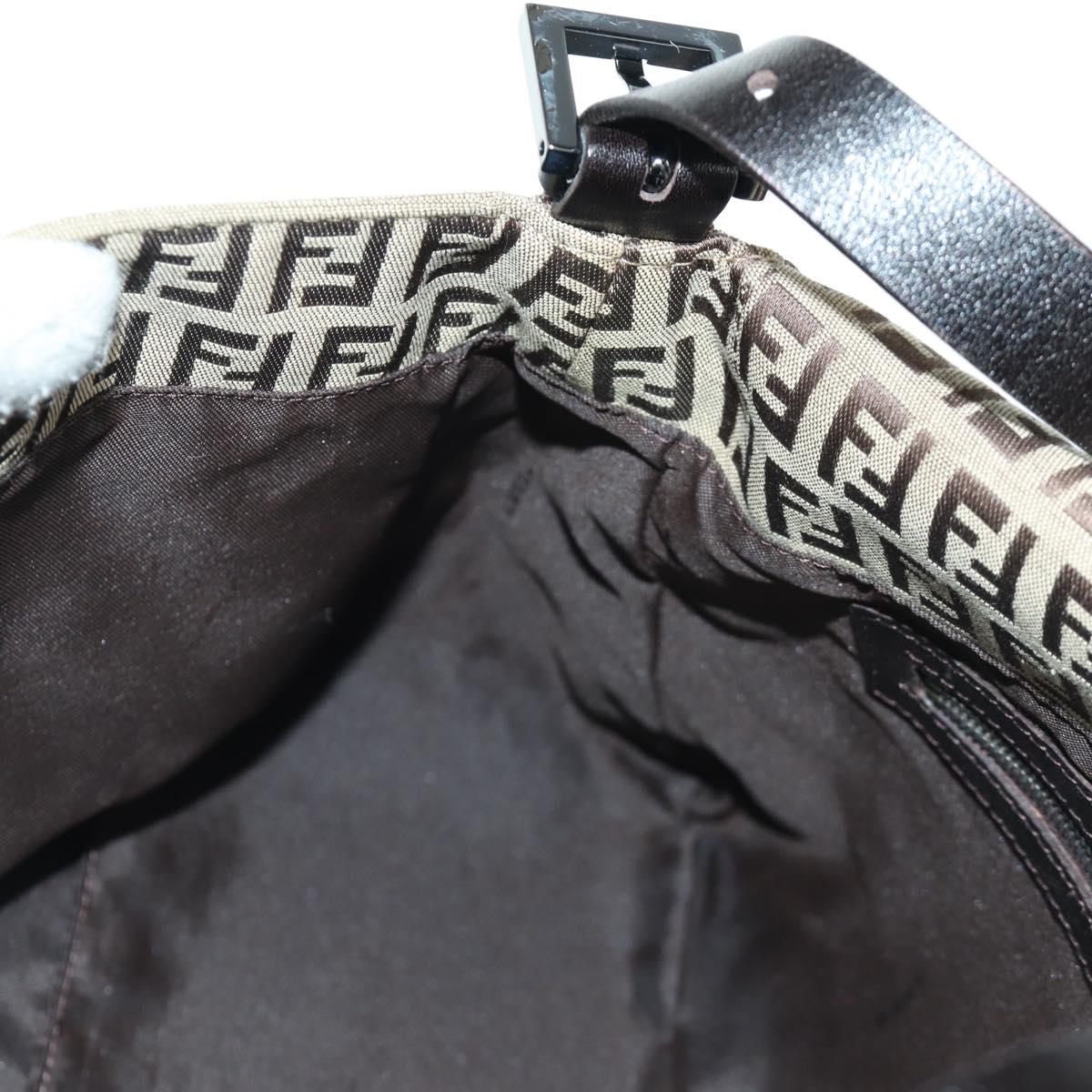 FENDI Zucchino Canvas Mamma bucket Hand Bag Beige Silver Auth am11099V