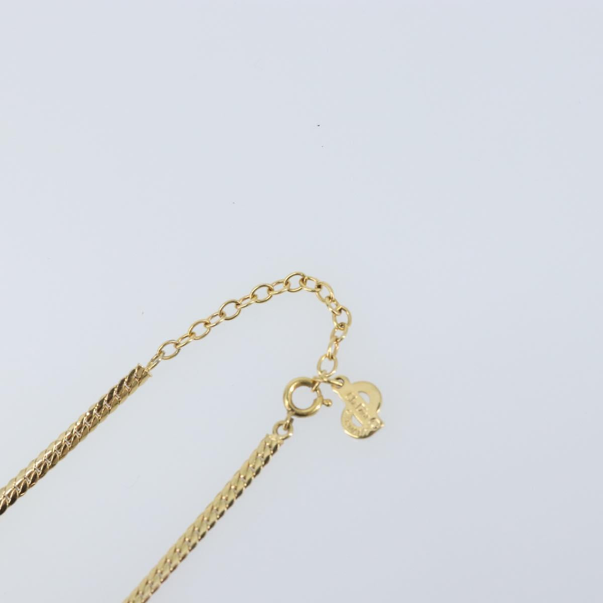 Christian Dior Rhinestone Necklace metal Gold Auth am11103A