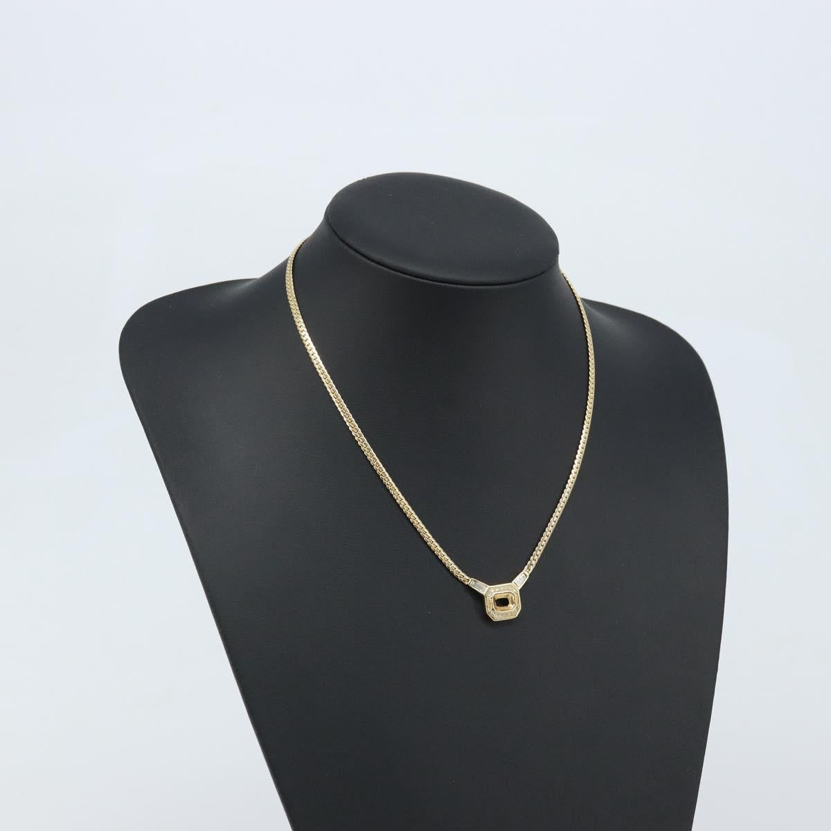 Christian Dior Rhinestone Necklace metal Gold Auth am11103A