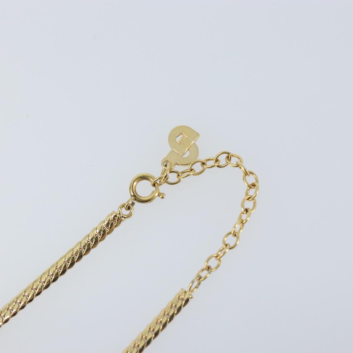 Christian Dior Rhinestone Necklace metal Gold Auth am11103A