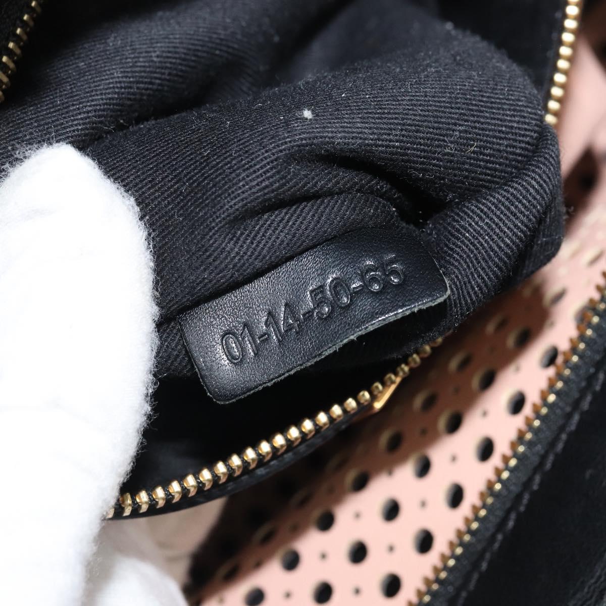 Chloe Punching Alice Hand Bag Leather Black Gold Auth am11108