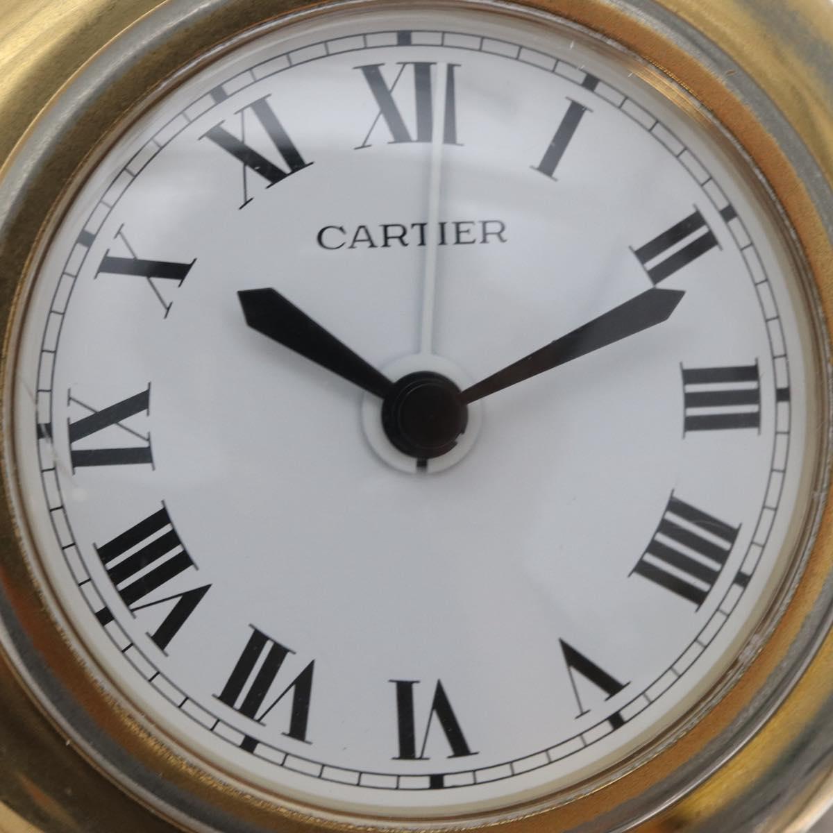 CARTIER Table Clock Gold Tone Auth am11113
