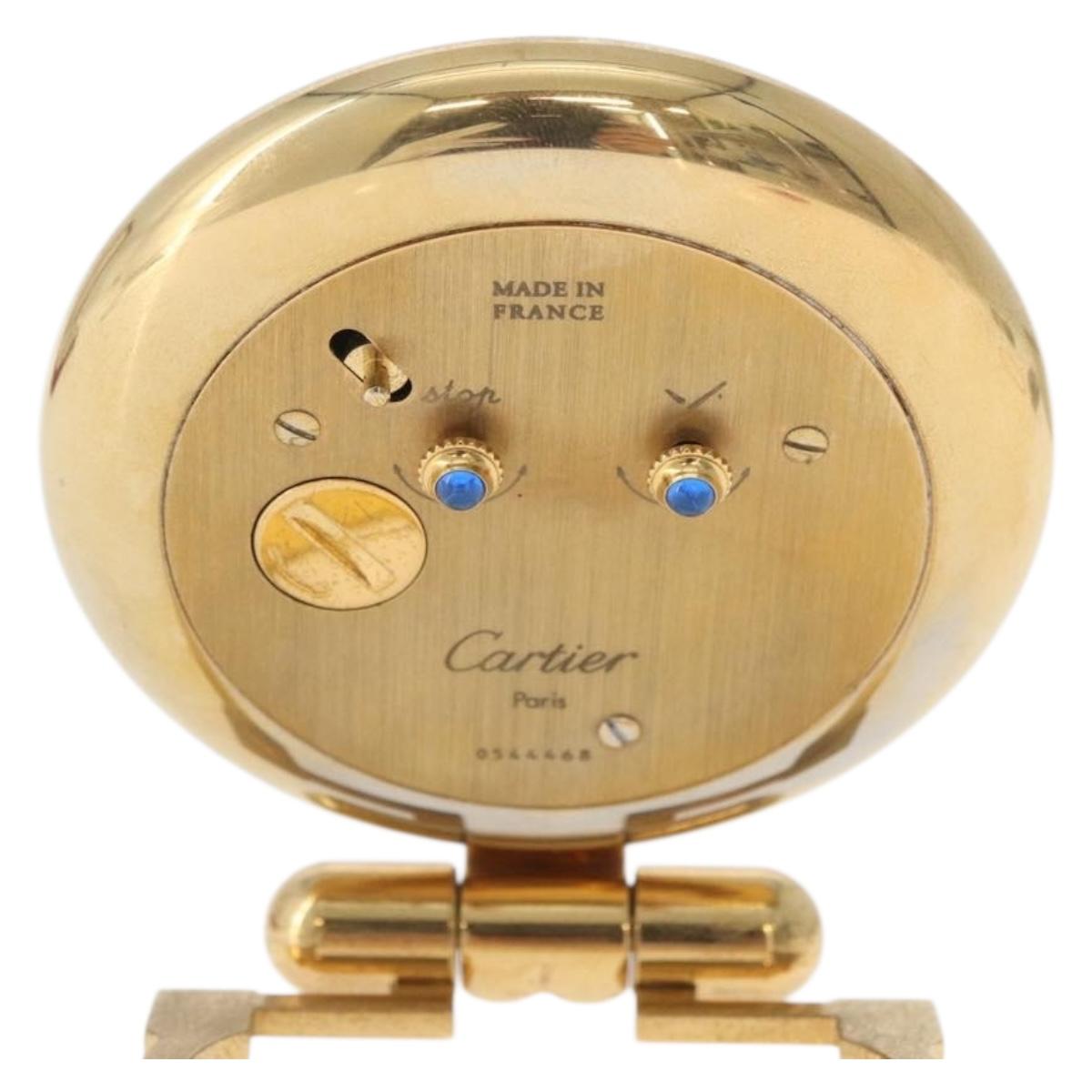 CARTIER Table Clock Gold Tone Auth am11113