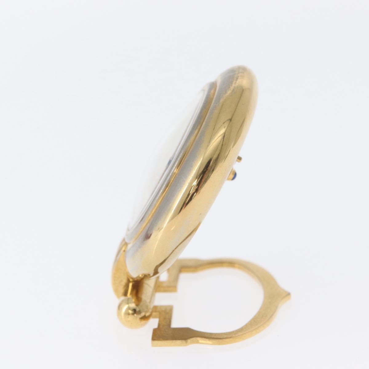 CARTIER Table Clock Gold Tone Auth am11113