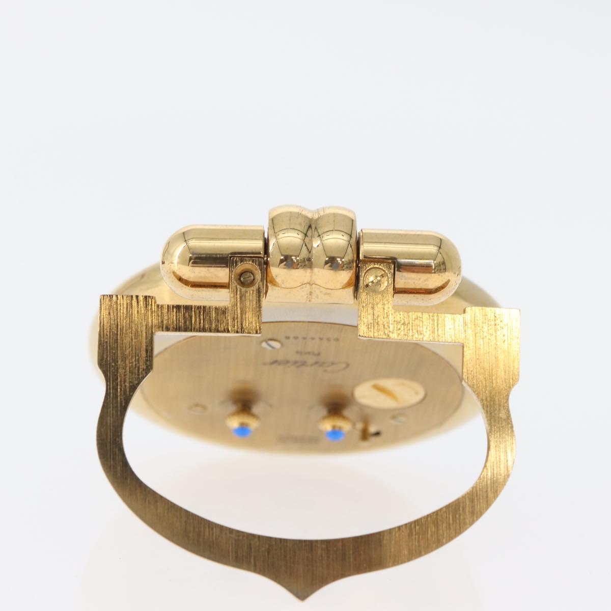 CARTIER Table Clock Gold Tone Auth am11113