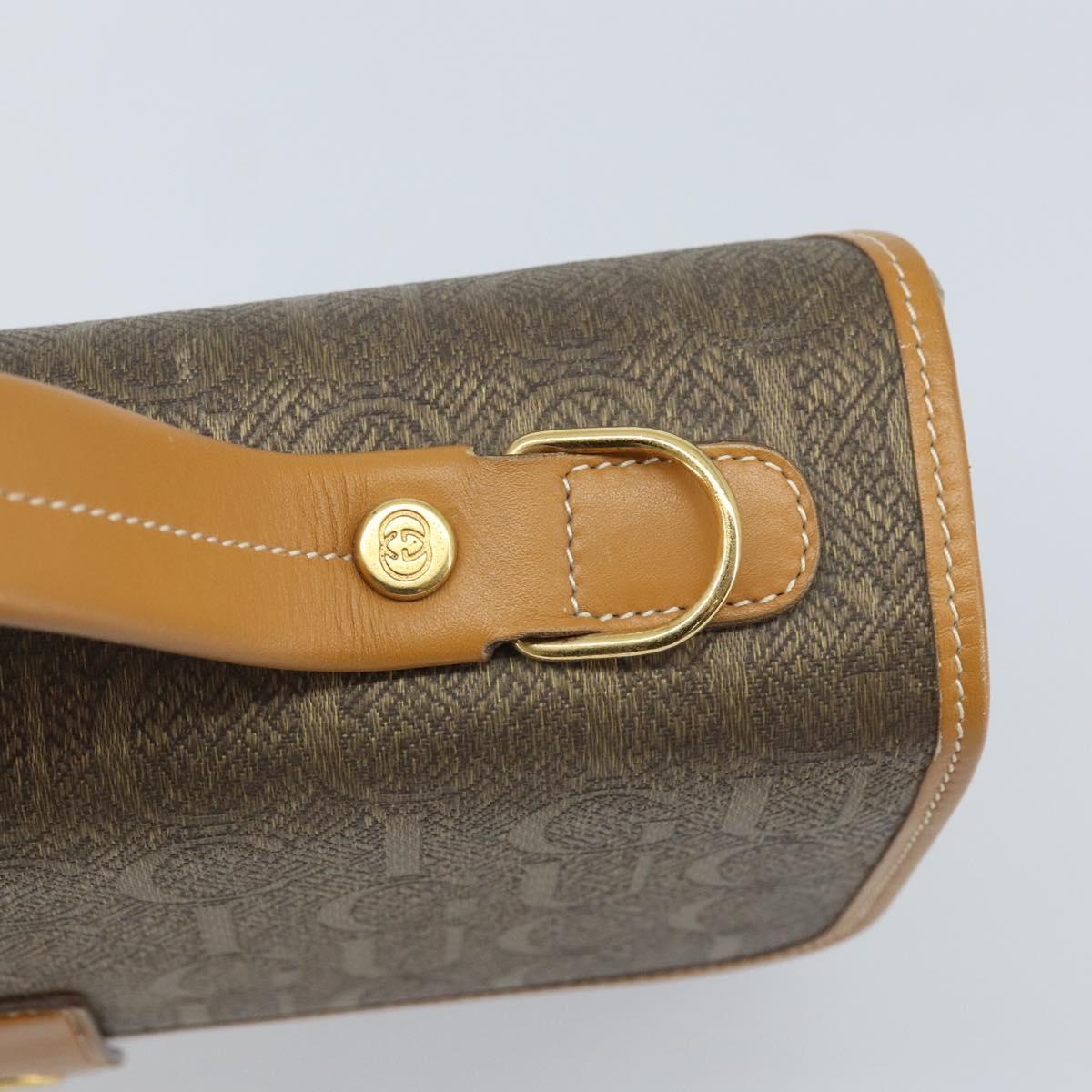 GUCCI Hand Bag Canvas Leather Beige Gold Auth am11117