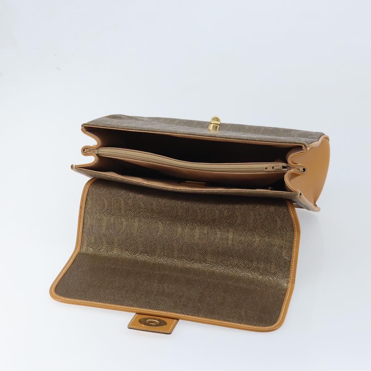 GUCCI Hand Bag Canvas Leather Beige Gold Auth am11117