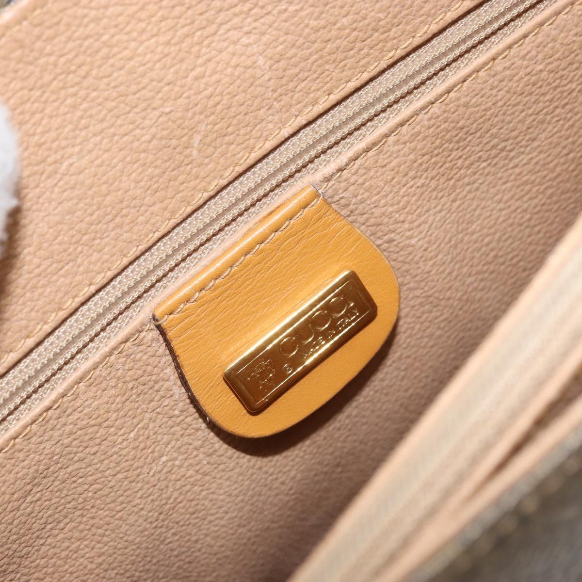 GUCCI Hand Bag Canvas Leather Beige Gold Auth am11117