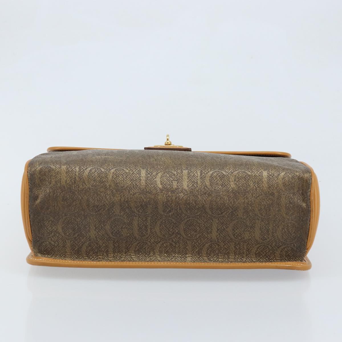 GUCCI Hand Bag Canvas Leather Beige Gold Auth am11117