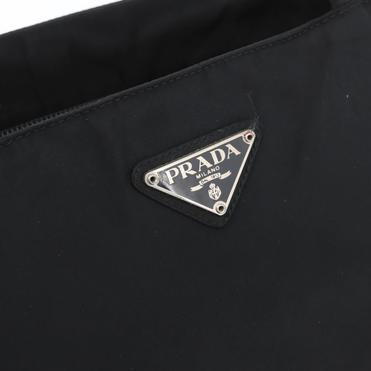 PRADA Tote Bag Nylon Black Silver Auth am11121