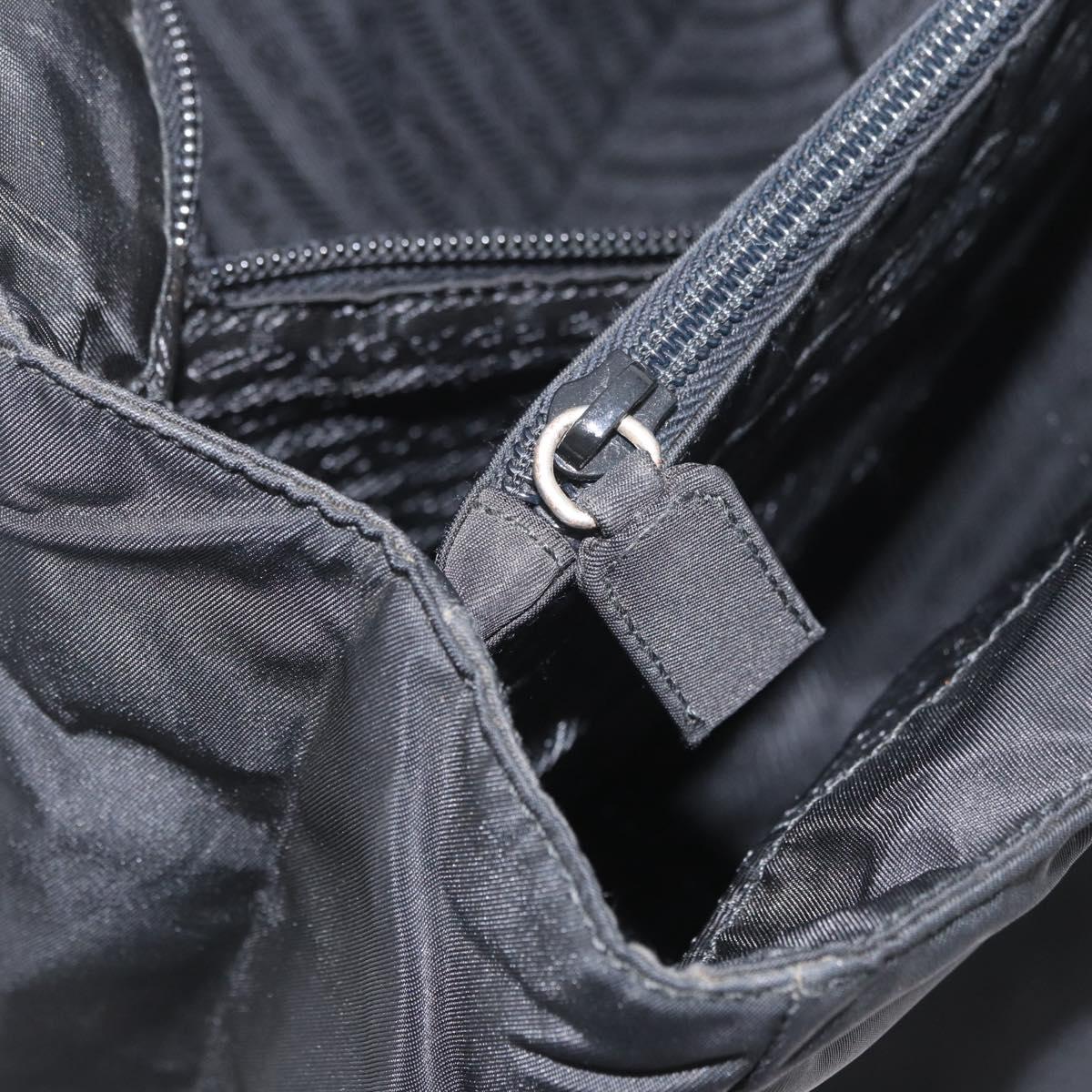 PRADA Tote Bag Nylon Black Silver Auth am11121