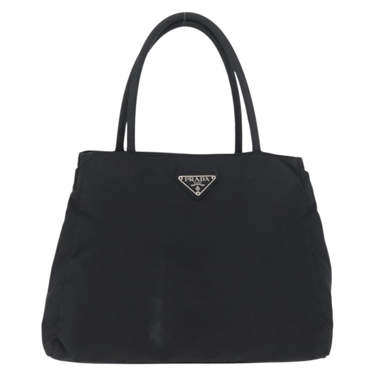 PRADA Tote Bag Nylon Black Silver Auth am11121