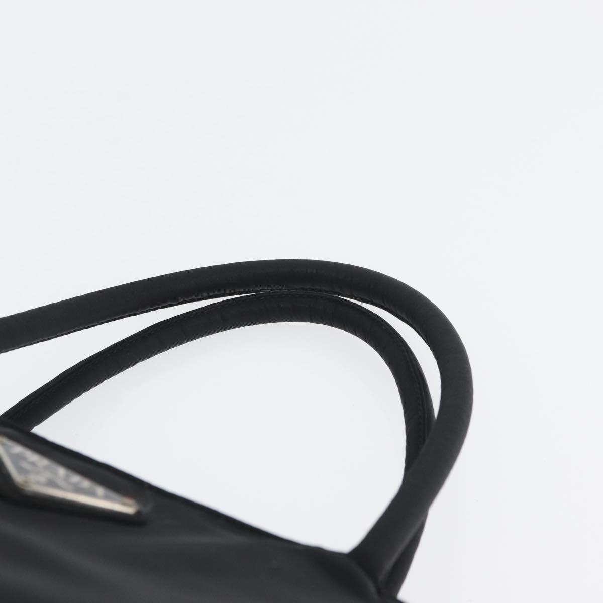 PRADA Tote Bag Nylon Black Silver Auth am11121