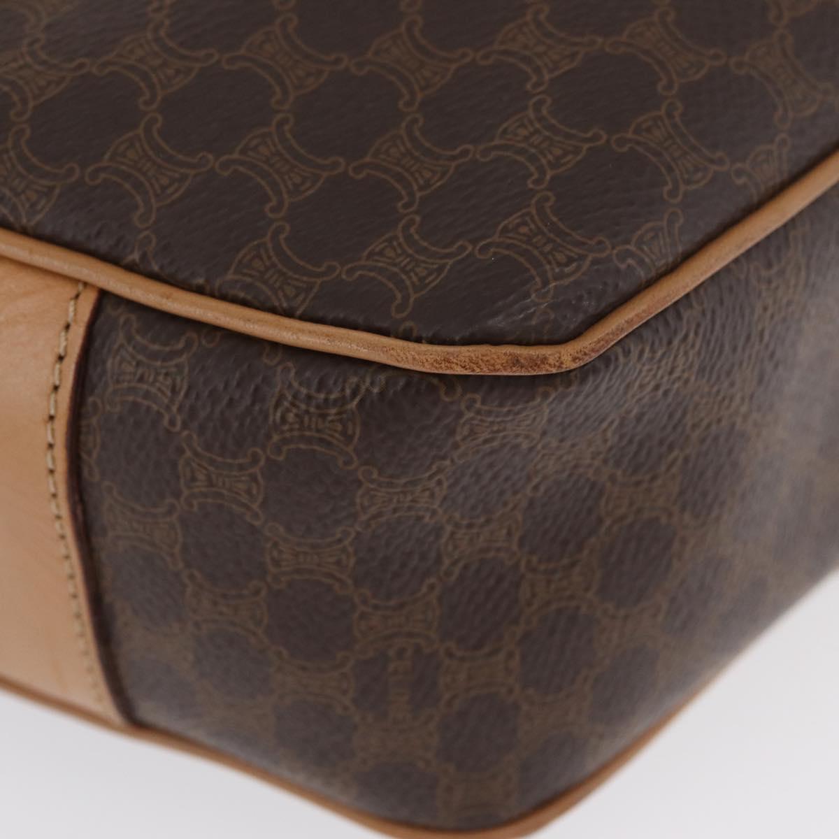 CELINE Macadam Canvas Shoulder Bag PVC Leather Brown Gold Auth am11126A