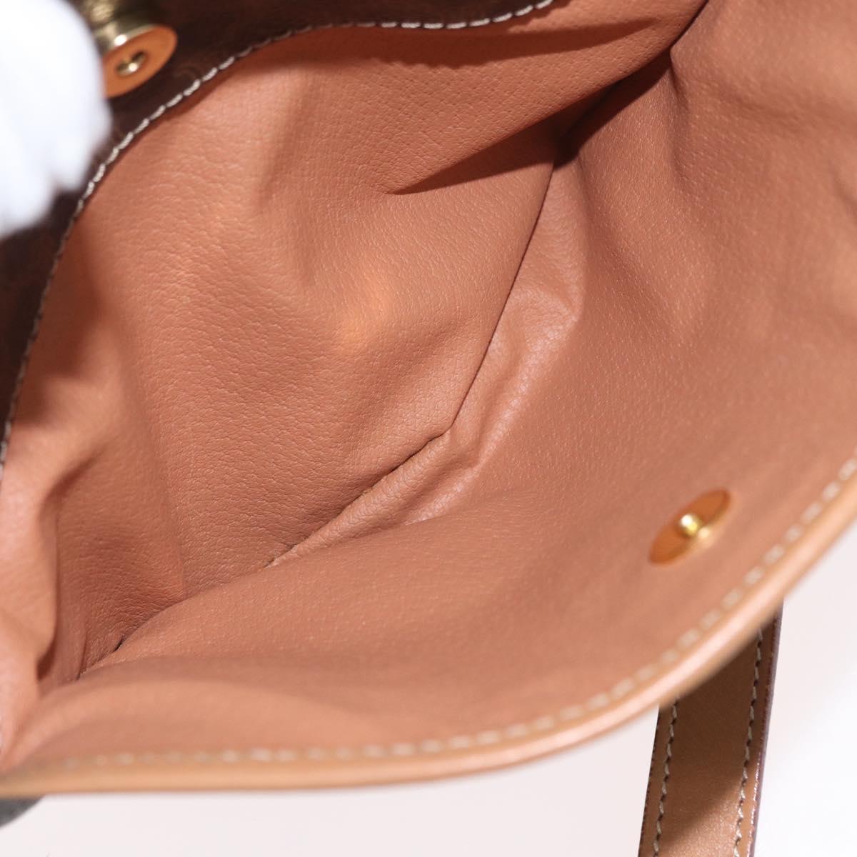 CELINE Macadam Canvas Shoulder Bag PVC Leather Brown Gold Auth am11126A