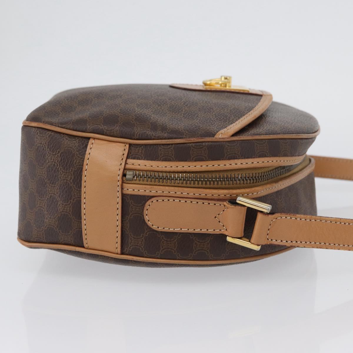CELINE Macadam Canvas Shoulder Bag PVC Leather Brown Gold Auth am11126A