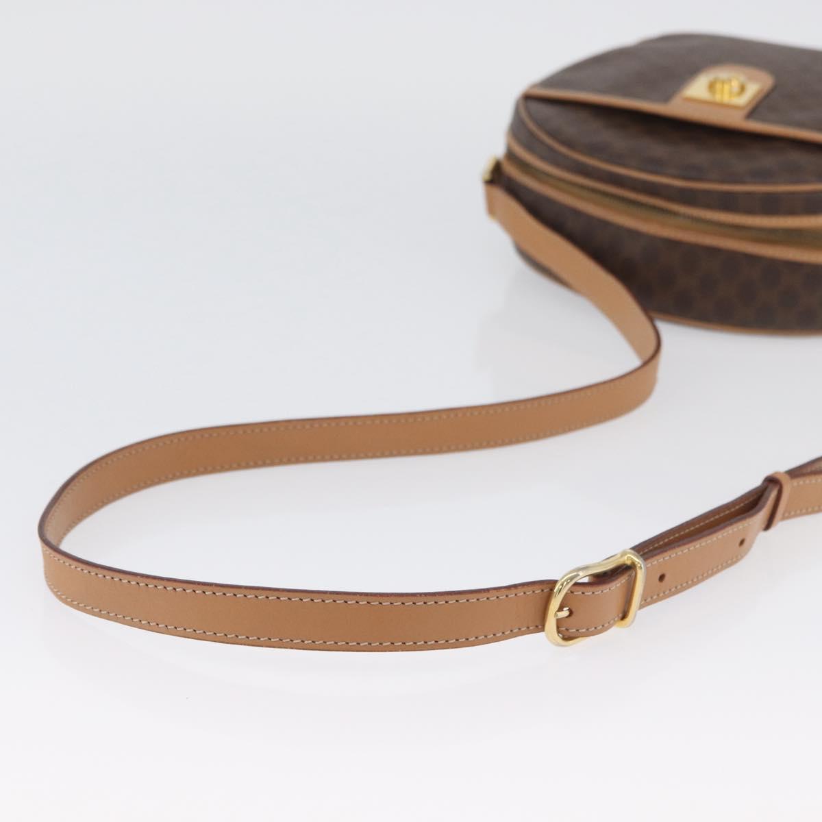 CELINE Macadam Canvas Shoulder Bag PVC Leather Brown Gold Auth am11126A