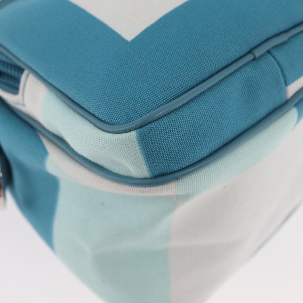 BALLY Shoulder Bag Canvas Baby Blue Silver Auth am11137A