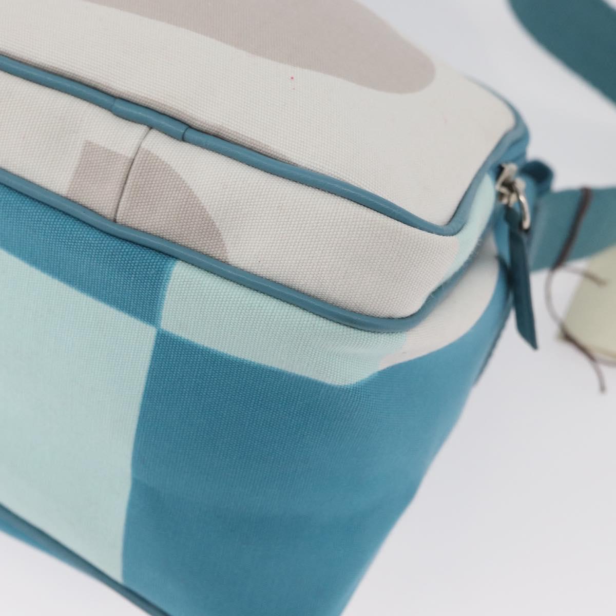 BALLY Shoulder Bag Canvas Baby Blue Silver Auth am11137A